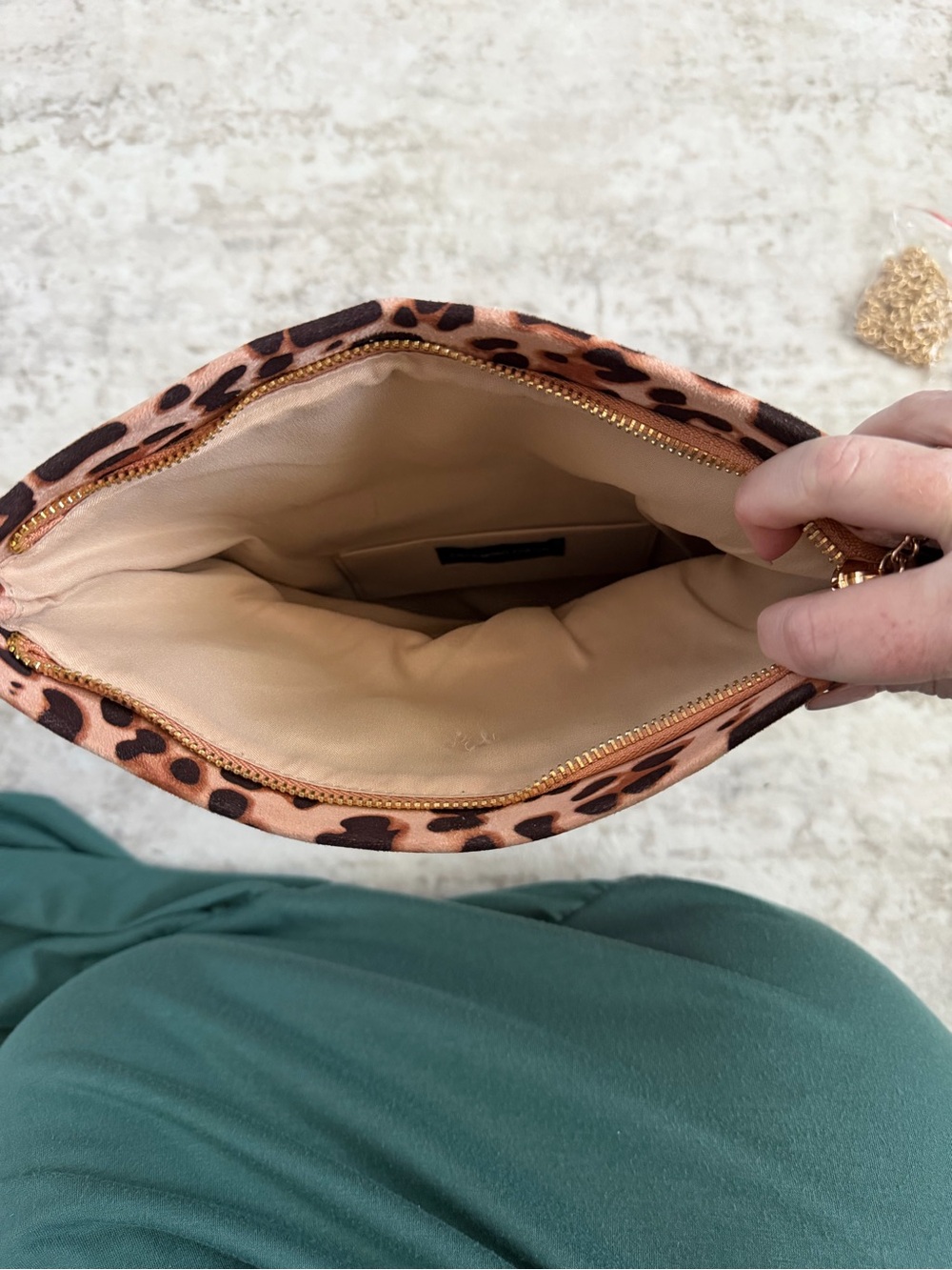 Leopard Print Fold-Over Clutch with Tassel - Picture 4 of 6